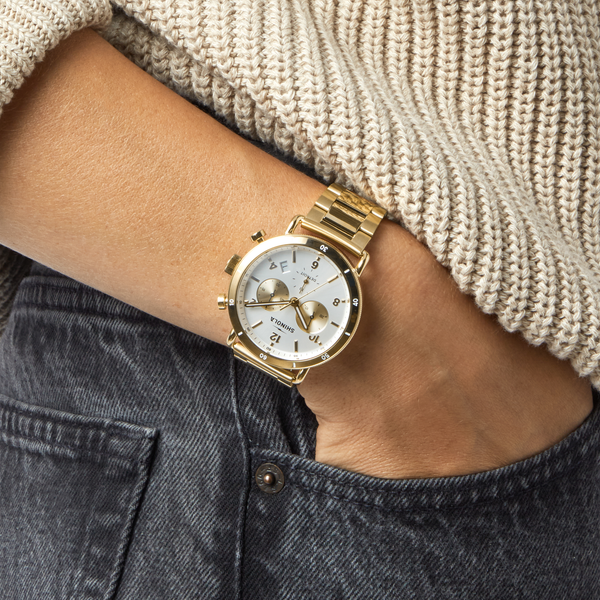 Shinola Canfield Sport Chronograph Watch Gold