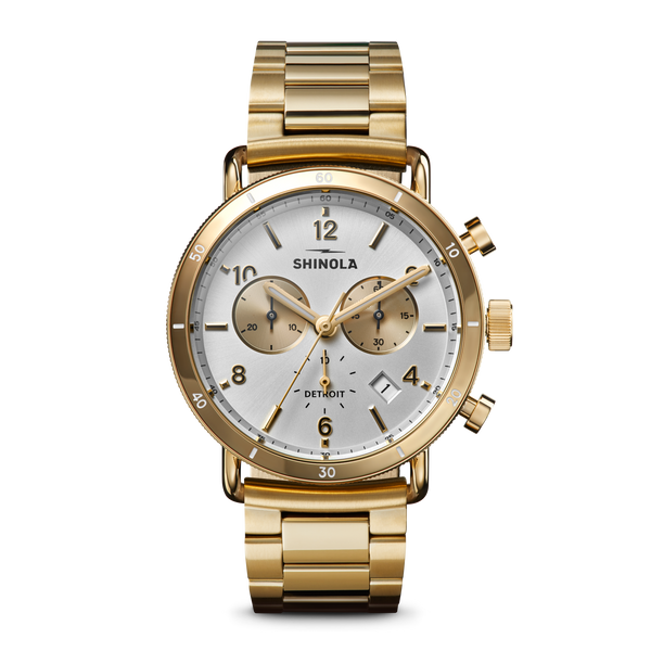 shinola Canfield Sport Chronograph Watch Gold