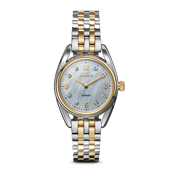shinola Diamond Derby Watch White Mother of Pearl