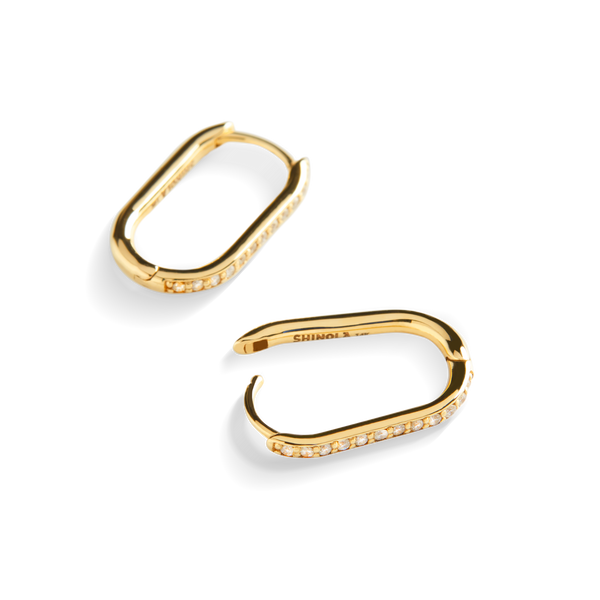 Shinola Diamond Oval Charm Hoop