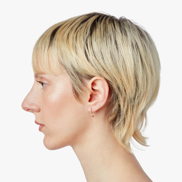 Shinola Diamond Oval Charm Hoop