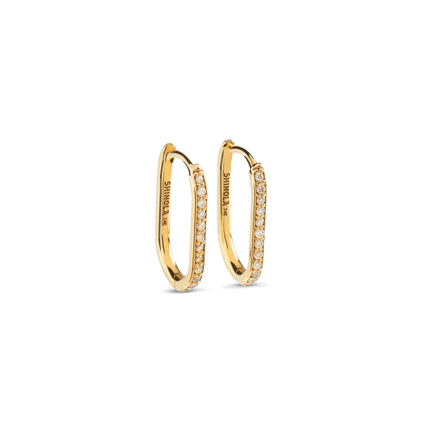 shinola Diamond Oval Charm Hoop