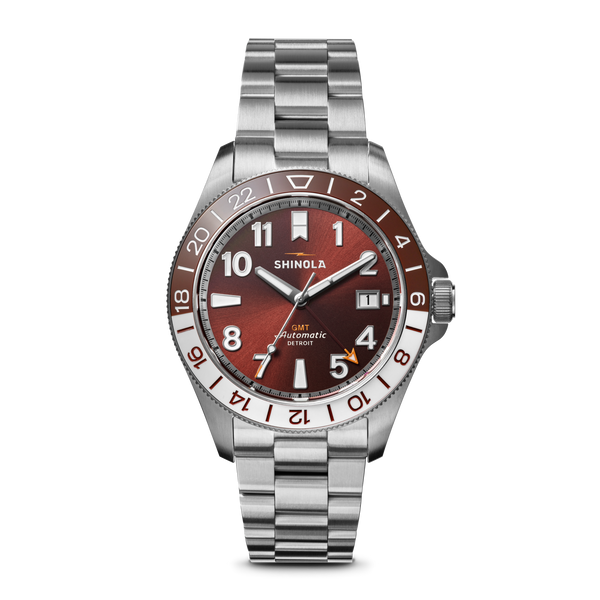 shinola Monster GMT Automatic Watch Whiskey