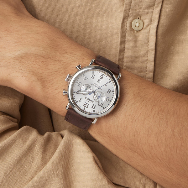 Shinola Runwell Chronograph Watch Silver