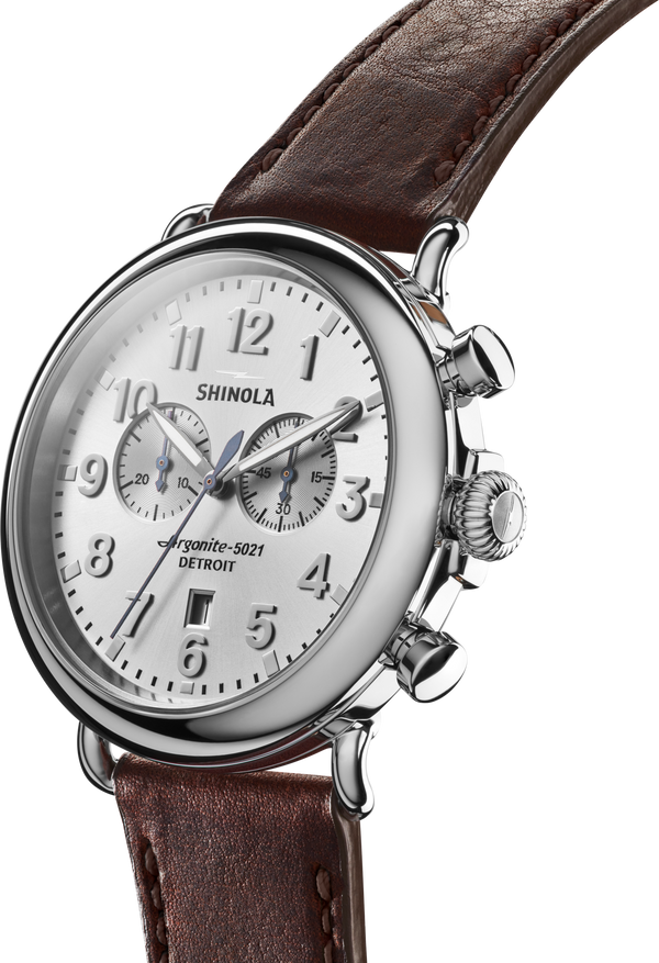 Shinola Runwell Chronograph Watch Silver