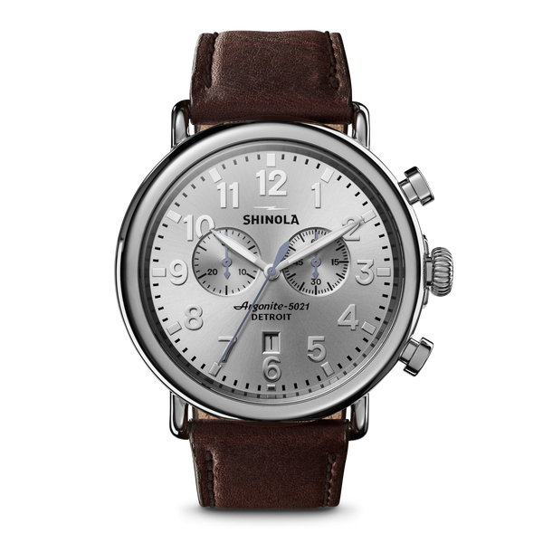shinola Runwell Chronograph Watch Silver