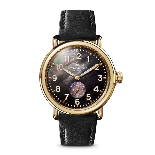shinola Runwell Watch Black Mother of Pearl