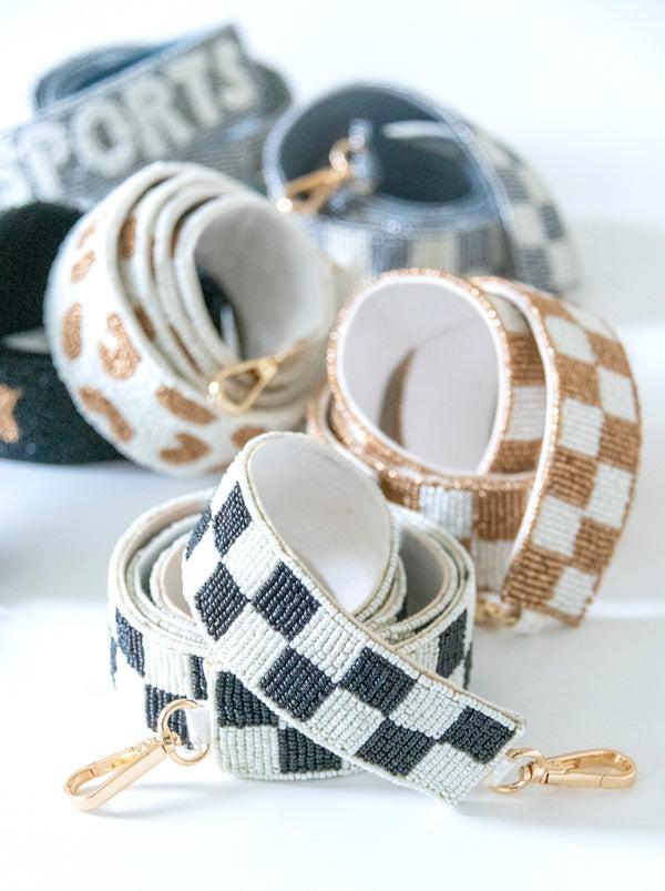 Shiraleah Shiraleah Animal Pattern Beaded Bag Strap Gold