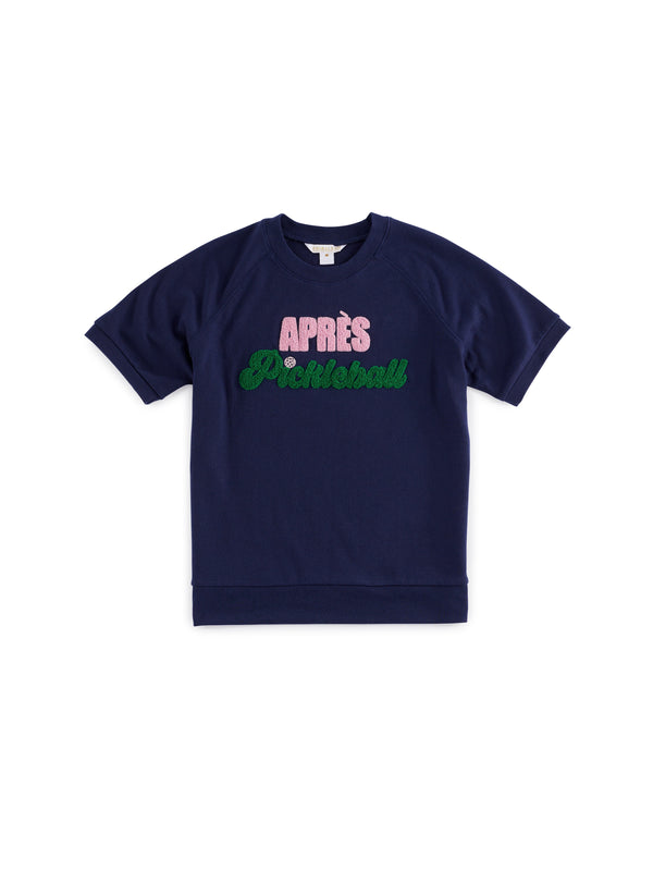 Shiraleah Shiraleah "Après Pickleball" Lightweight Short Sleeve Sweatshirt Navy