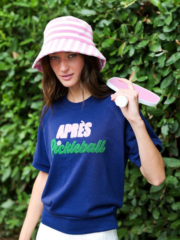 Shiraleah Shiraleah "Après Pickleball" Lightweight Short Sleeve Sweatshirt Navy