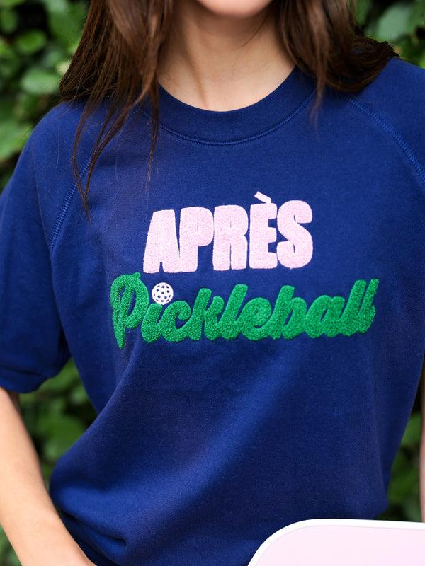 Shiraleah Shiraleah "Après Pickleball" Lightweight Short Sleeve Sweatshirt Navy