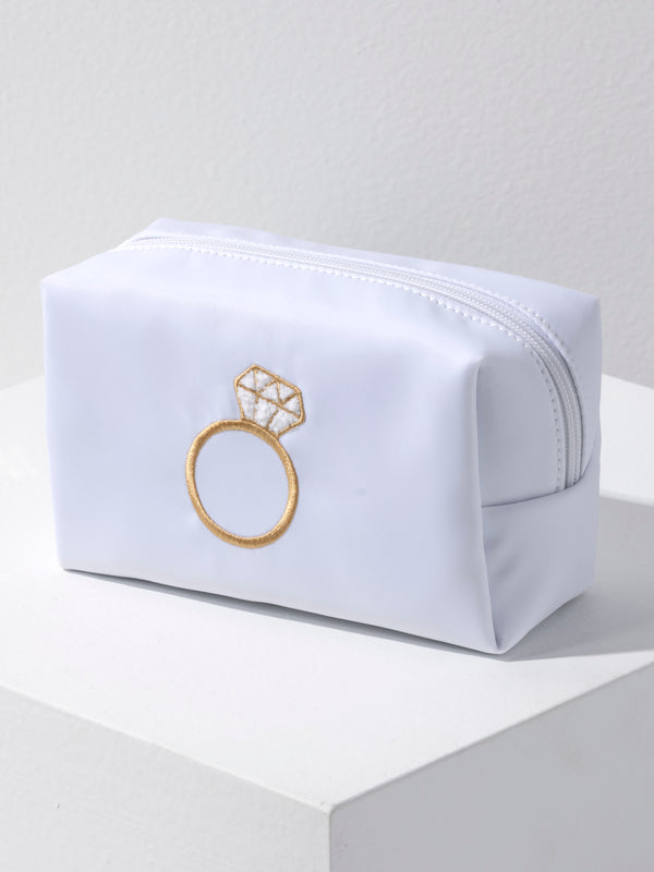 shiraleah Shiraleah Bling Ring Small Zip Pouch White