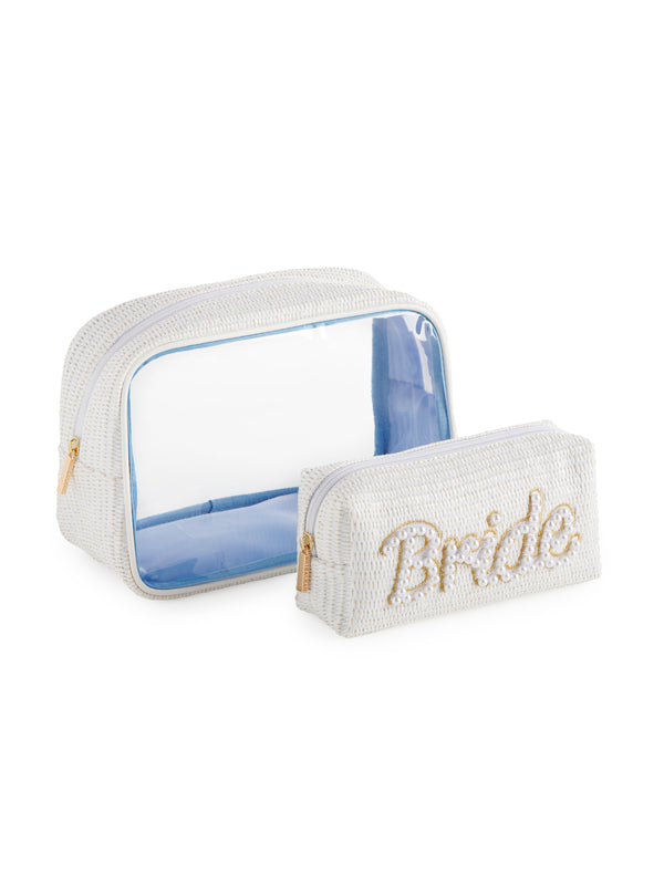 Shiraleah Shiraleah "Bride" Set Of 2 Cosmetic Cases White