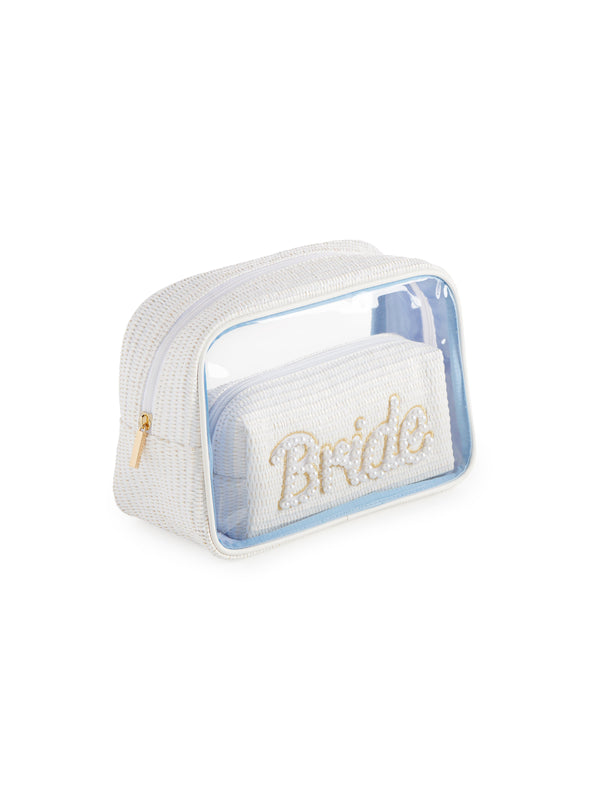 Shiraleah Shiraleah "Bride" Set Of 2 Cosmetic Cases White