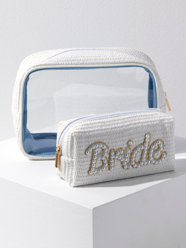 shiraleah Shiraleah "Bride" Set Of 2 Cosmetic Cases White