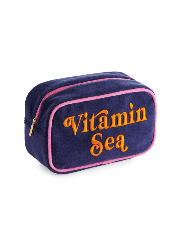 Shiraleah Shiraleah Cabana "Vitamin Sea" Medium Zip Pouch Navy