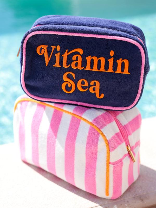 Shiraleah Shiraleah Cabana "Vitamin Sea" Medium Zip Pouch Navy