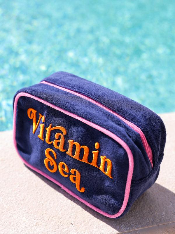 shiraleah Shiraleah Cabana "Vitamin Sea" Medium Zip Pouch Navy