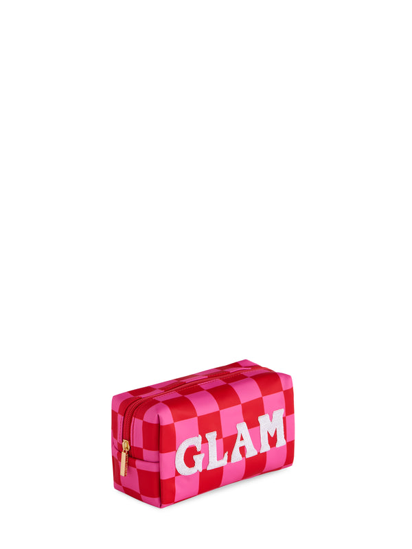 Shiraleah Shiraleah Cara Checkered "Glam" Zip Pouch Pink
