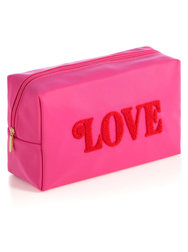Shiraleah Shiraleah Cara "Love" Large Cosmetic Pouch Pink