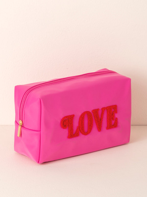 shiraleah Shiraleah Cara "Love" Large Cosmetic Pouch Pink