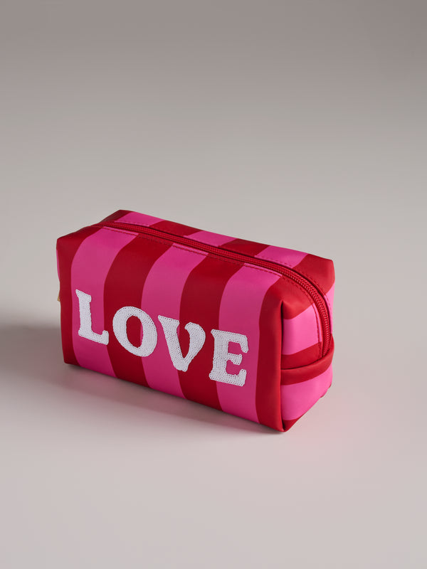 shiraleah Shiraleah Cara Striped "Love" Zip Pouch Red
