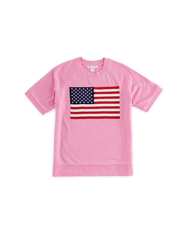 Shiraleah Shiraleah Flag Lightweight Short Sleeve Sweatshirt Pink