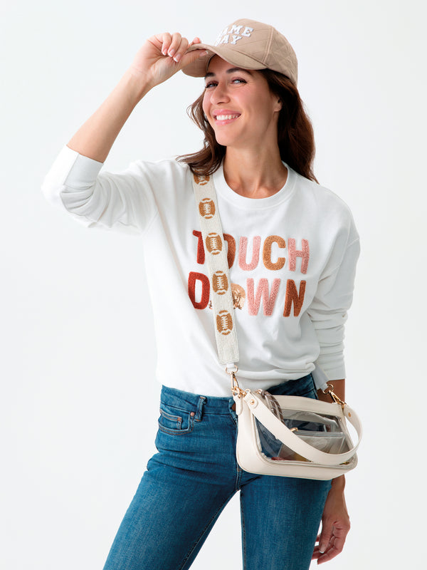 Shiraleah Shiraleah Football Beaded Bag Strap Ivory