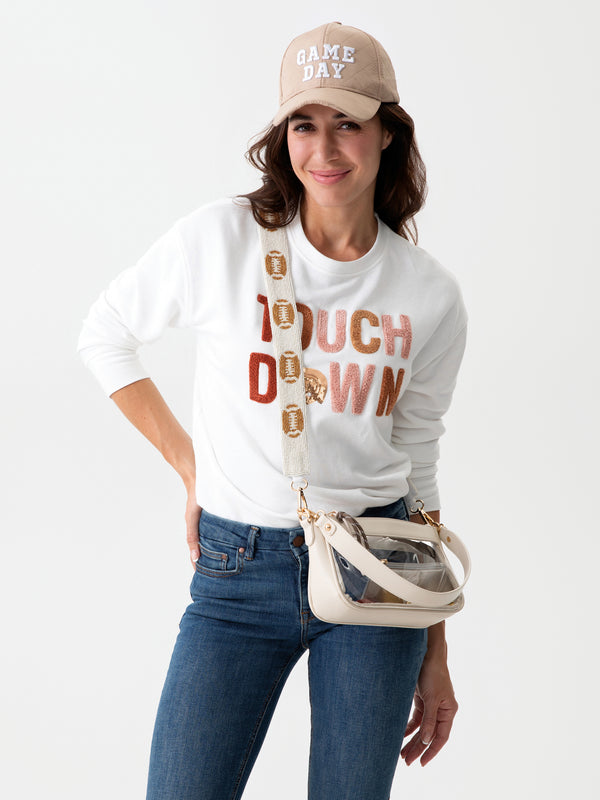 shiraleah Shiraleah Football Beaded Bag Strap Ivory