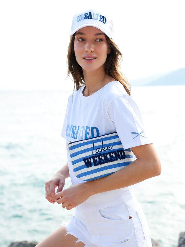 Shiraleah Shiraleah Morgan "Lake Weekend" Large Zip Pouch Blue