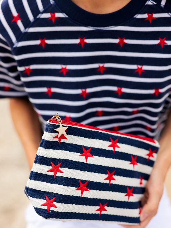 Shiraleah Shiraleah Morgan Stars Large Zip Pouch Navy