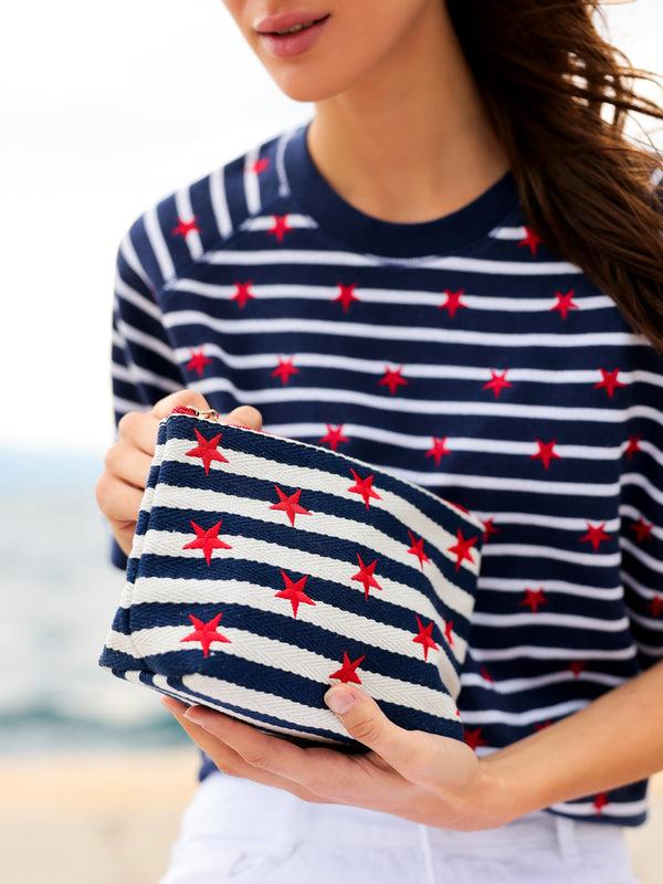 shiraleah Shiraleah Morgan Stars Large Zip Pouch Navy