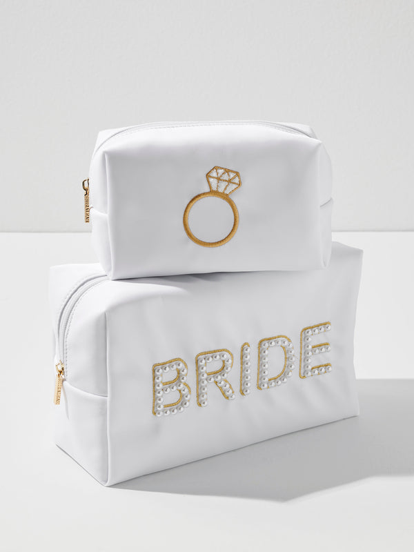 Shiraleah Shiraleah Pearl "Bride" Large Zip Pouch White