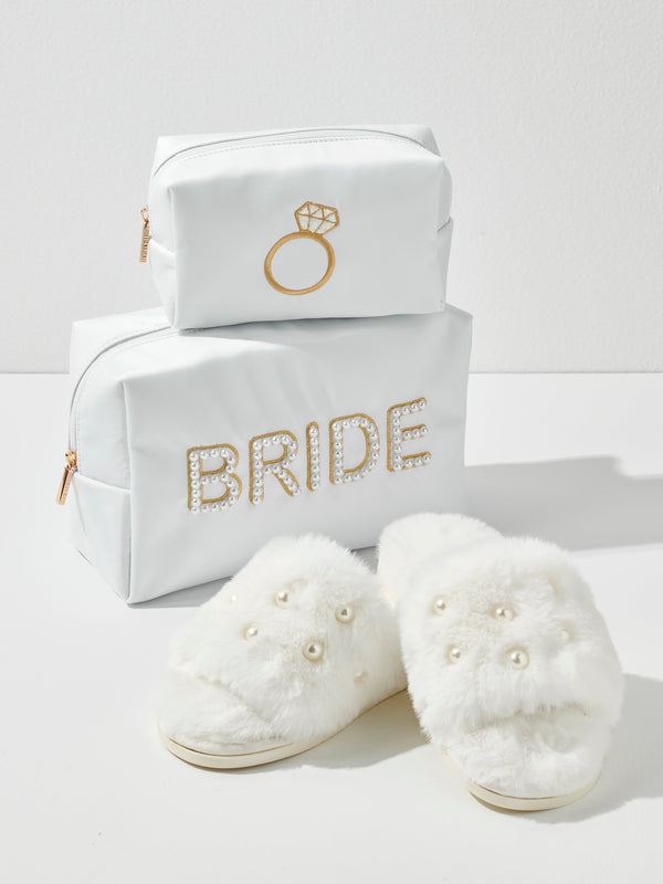 Shiraleah Shiraleah Pearl "Bride" Large Zip Pouch White