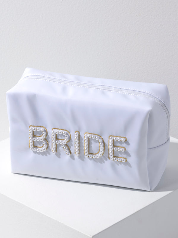 shiraleah Shiraleah Pearl "Bride" Large Zip Pouch White