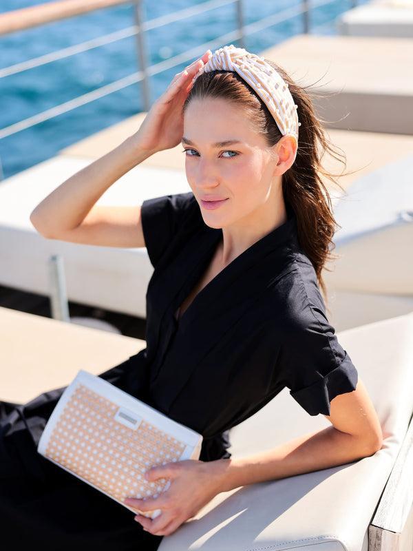 Shiraleah Shiraleah Pearls And Stripes Knotted Headband