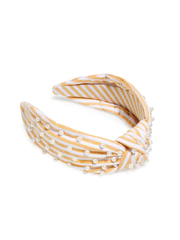 Shiraleah Shiraleah Pearls And Stripes Knotted Headband