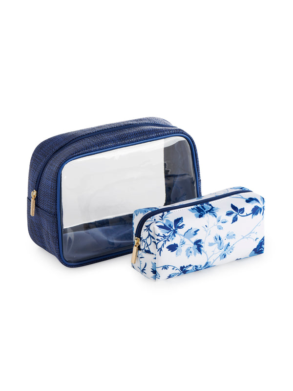 Shiraleah Shiraleah Pretty Set Of 2 Cosmetic Cases Blue