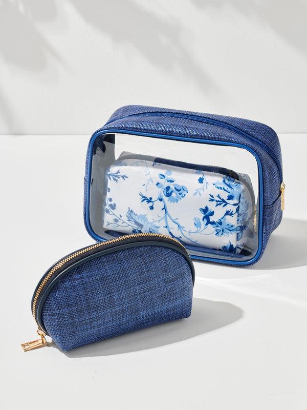 Shiraleah Shiraleah Pretty Set Of 2 Cosmetic Cases Blue