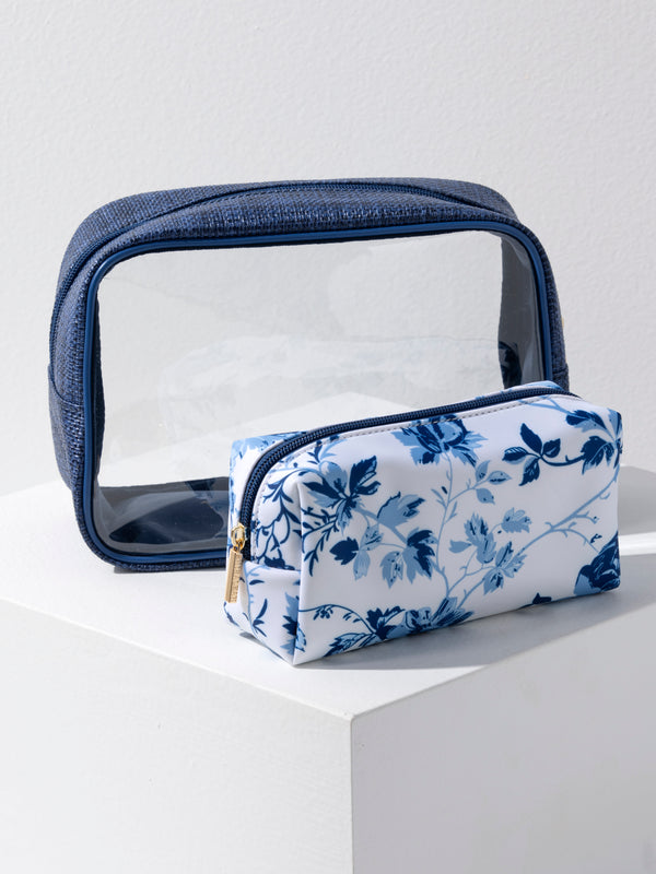 shiraleah Shiraleah Pretty Set Of 2 Cosmetic Cases Blue