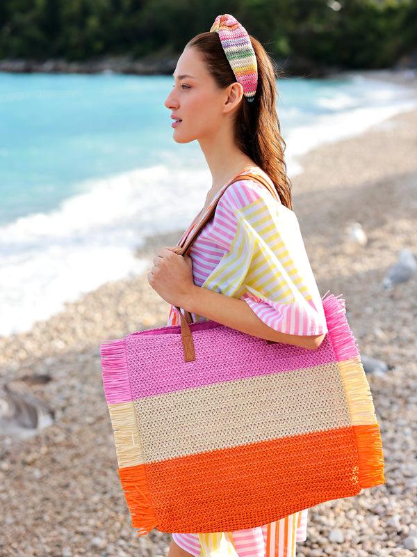 Shiraleah Shiraleah Rainbow Stripe Knotted Headband Multi