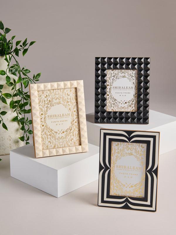 Shiraleah Shiraleah Roma 5" X 7" Pyramid Stud Picture Frame Ivory