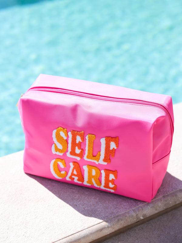 shiraleah Shiraleah "Self Care" Oversized Zip Pouch Fuchsia