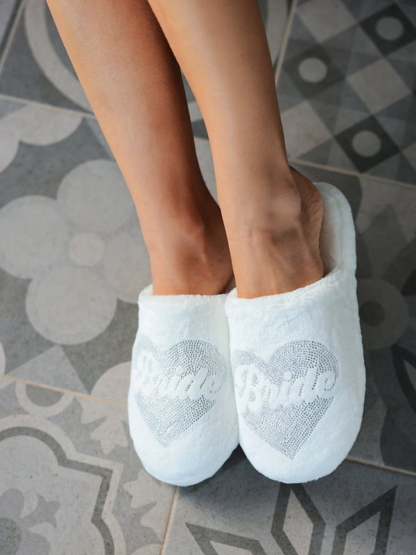 Shiraleah Shiraleah "Bride" Heart Slippers Ivory