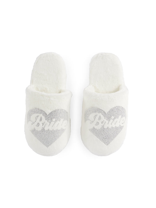 Shiraleah Shiraleah "Bride" Heart Slippers Ivory