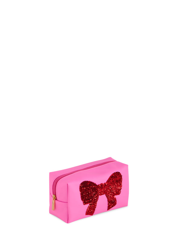 Shiraleah Shiraleah Cara Sequin Bow Zip Pouch Pink