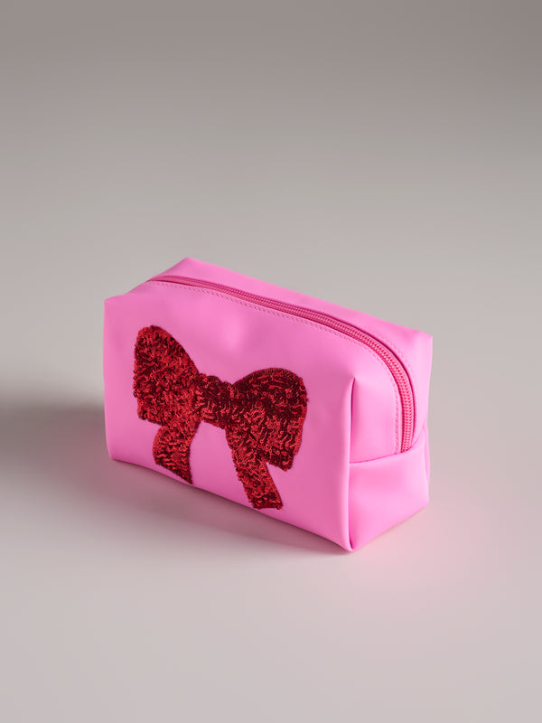 shiraleah Shiraleah Cara Sequin Bow Zip Pouch Pink