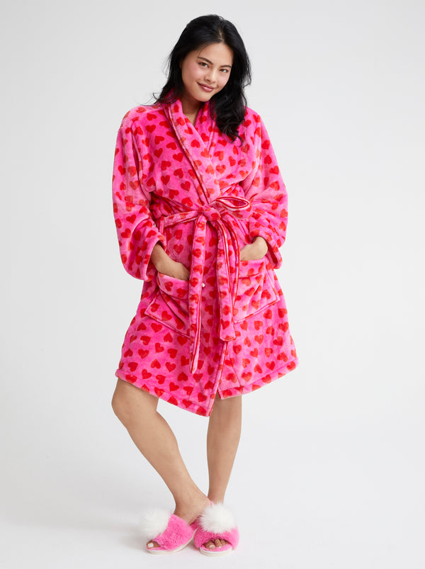 Shiraleah Shiraleah Hearts Robe Pink