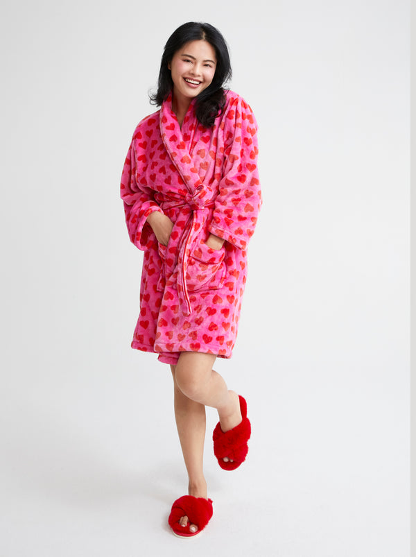 shiraleah Shiraleah Hearts Robe Pink