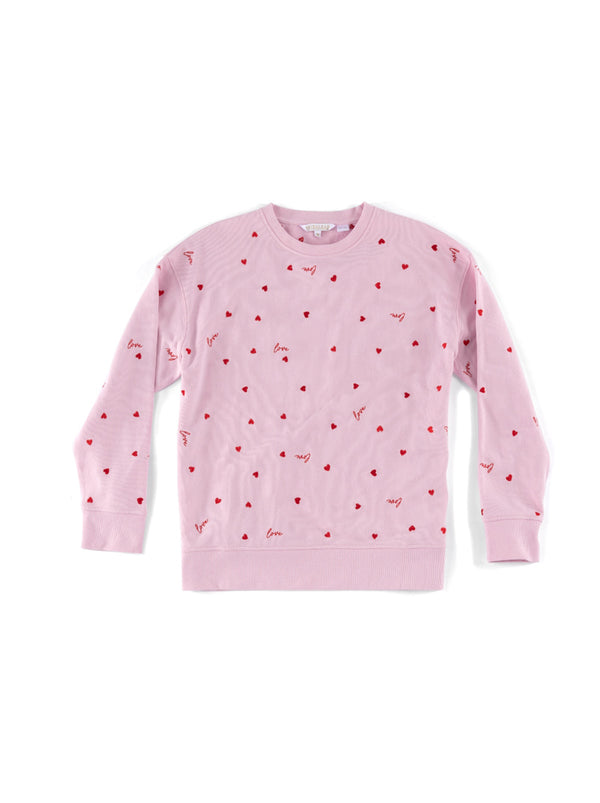 Shiraleah Shiraleah "Love" Hearts Sweatshirt Blush